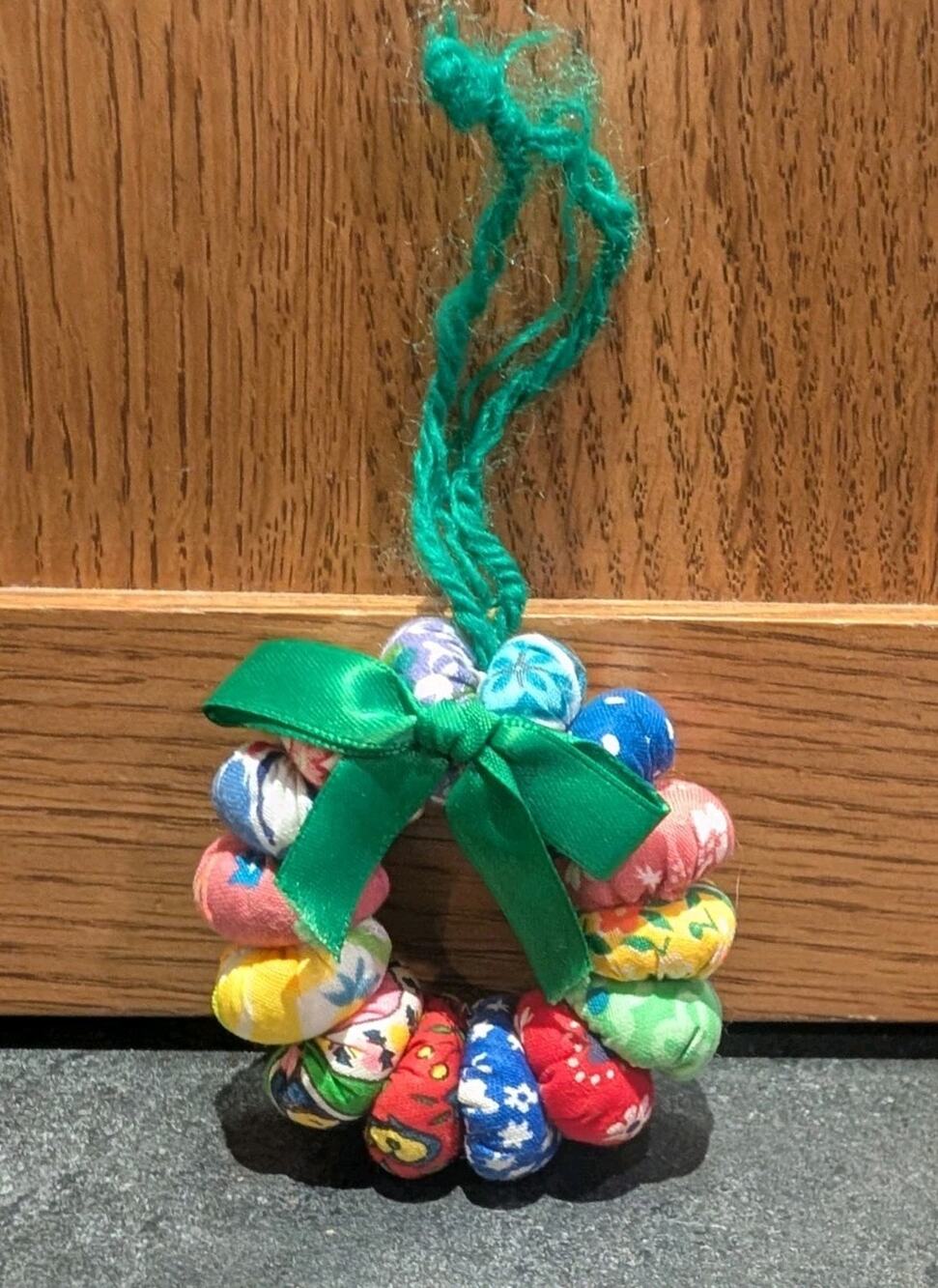 Vintage Christmas Quilt Wreath Ornament